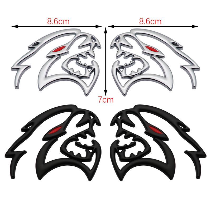 Hugexpen 2pcs Metal Car Logo for SRT Models with Red Eyes Durable Stylish Auto Emblem Alloy Material