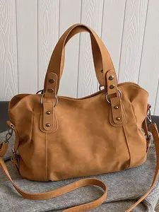 Fashionable, casual and versatile one-shoulder crossbody bag, frosted solid color one-shoulder underarm bag, trendy and simple handheld tote bag, suitable for daily wear, travel, commuting and other scenarios, Pu Tote Satchel