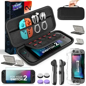 Switch 2 Case 13 in 1 Bundle, Ugame Carry Case for Nintendo Switch 2 with Screen Protector, Clear Shell, Protective Cover for Joycon 2, Slots Game Cards Case×4, Thumb Grip Caps×2,Performance Thumbsticks×2