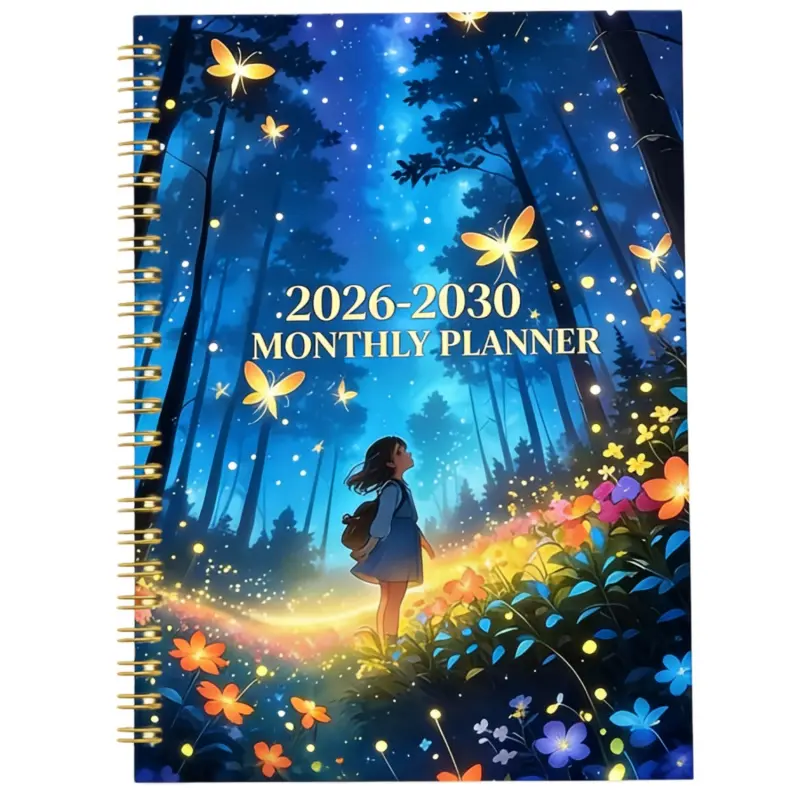 2026-2030 Monthly Planner/Calendar, Spiral Bound Planner, 5-Year Monthly Planner, Forest Starlight Design Notebook, Annual Calendar Planning, Monthly Tabs, 5.5 x 8.3 inches, 71 Sheets/142 Pages Thick Paper, Elastic Cover
