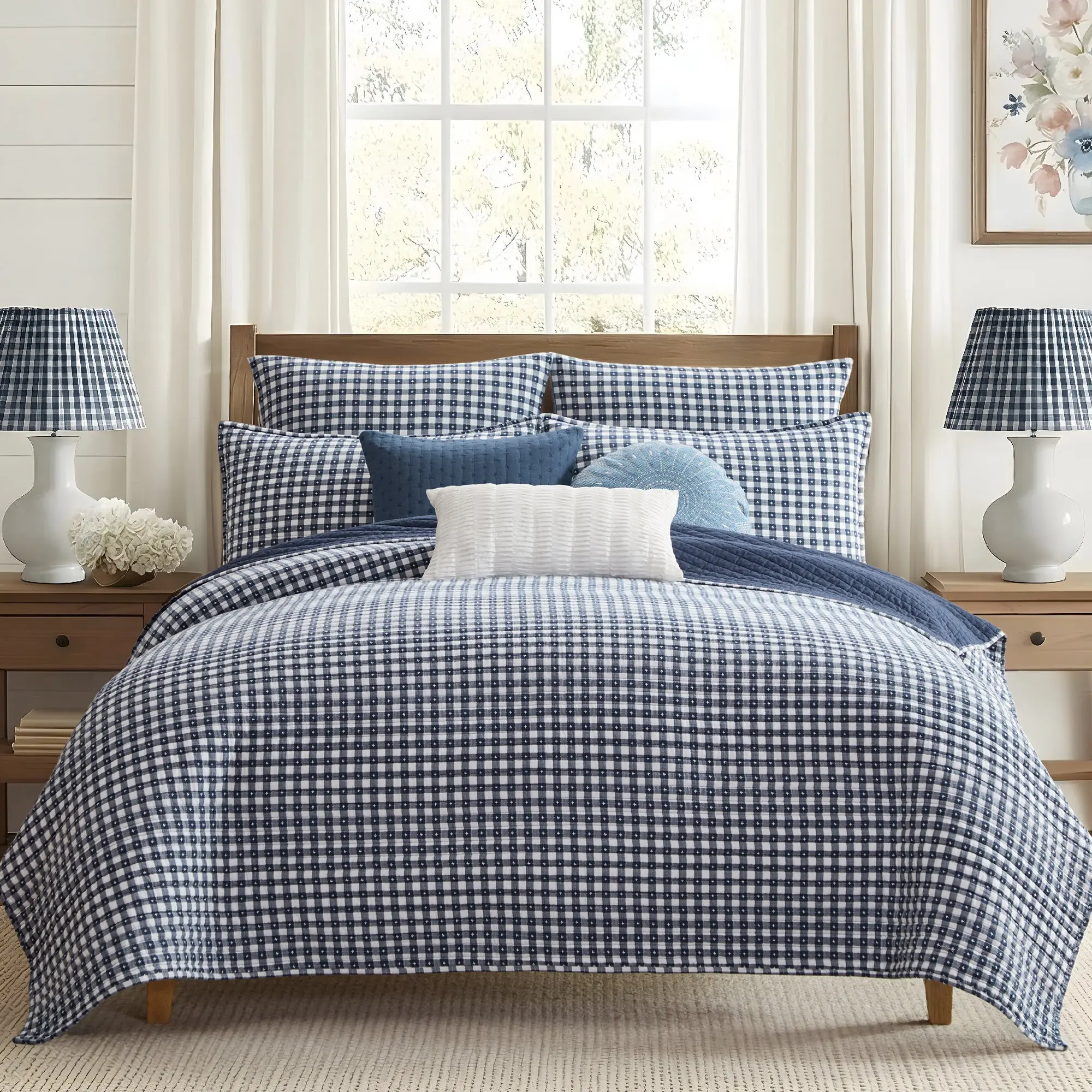 Camden Gingham Stitch Quilt Set