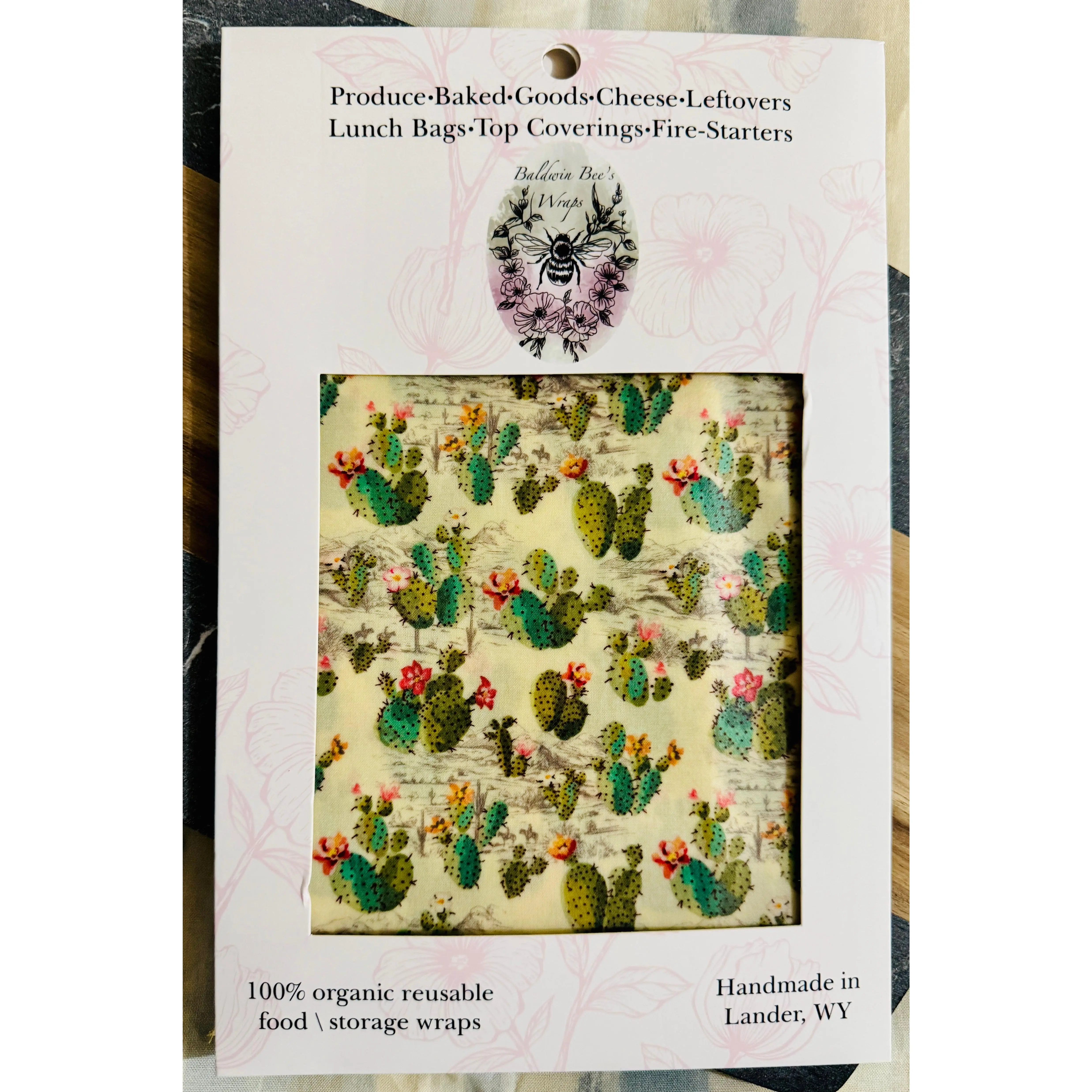 Jumbo Beeswax Bread Wrap - Reusable Bread Storage Wrap for Homemade Bread, Sourdough & Artisan Loaves (Bloomin Cacti)