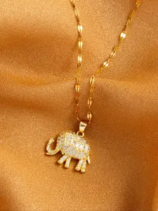 Elephant Pendant Necklace with Box & Greeting Card, Fashion Jewelry for Party, Daily Clothing Decor, Trendy All-match & Exquisite Jewelry for Birthday Gift