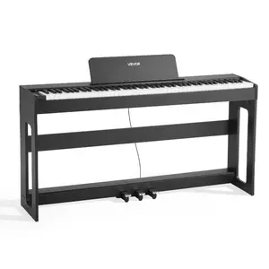 VEVOR Weighted Digital Piano, 88 Keys Fully Weighted, Electric Piano Keyboard with Furniture Stand, Power Adapter, Triple Pedal, Record Function, 280 Tones, Wireless Connection, for Beginners, Black