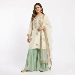 Sharara in 3 Colors Best for Events with Elegant Embroidery and Matching Dupatta M L XL 2XL Sizes Casual Womenswear