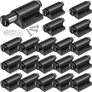 20 count  Push to Open Door Latches  Touch Latch with Hardware Pop Out Push Latches for Cabinets Drawer Push Catch for Furniture Closet Door Kitchen (Black)