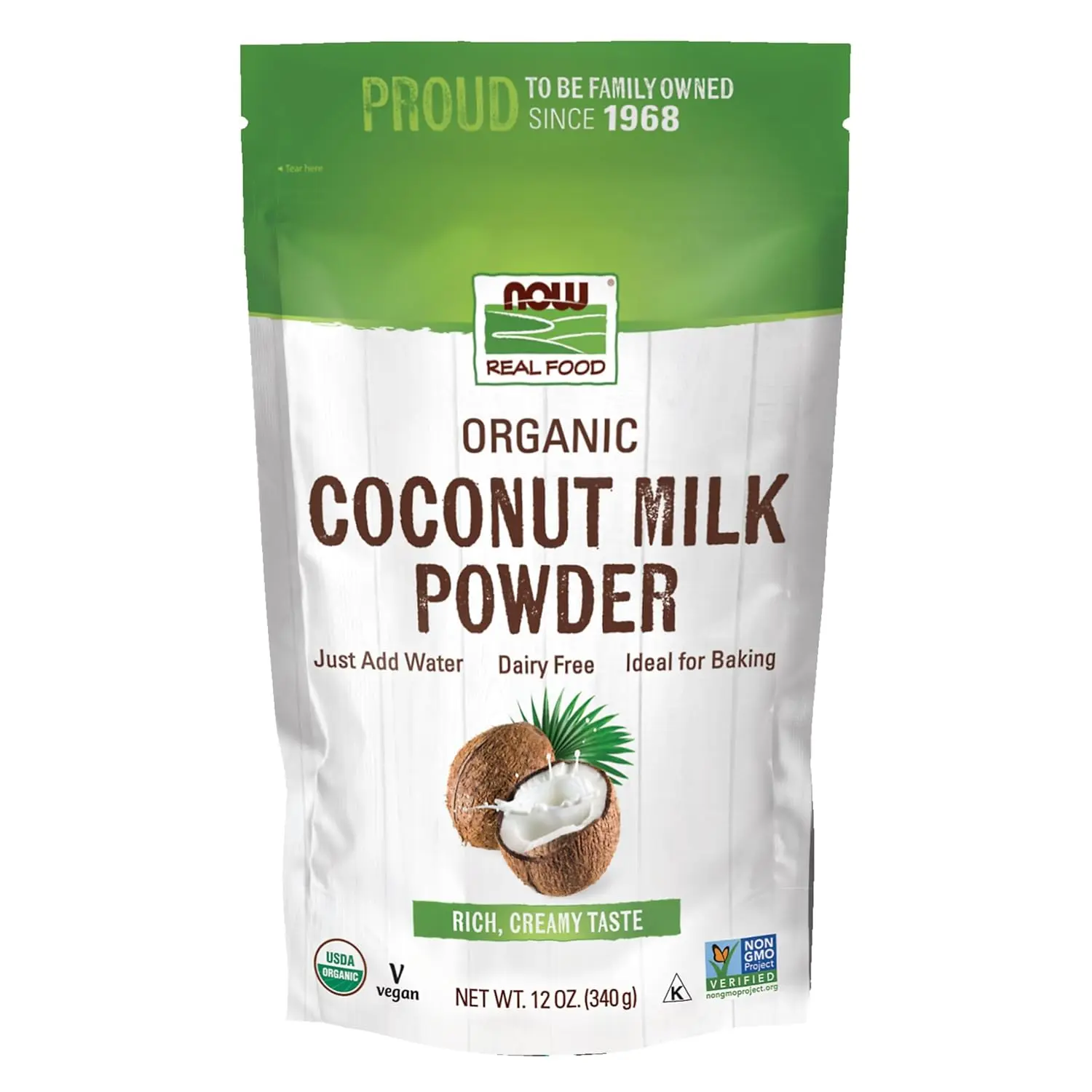 NOW Foods, Organic Coconut Milk Powder, Dairy Free/ Vegan, Just Add Water, 12-Ounce – 12 Ounce (Pack of 1)