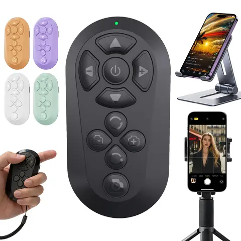 ZOZVO Compact Rechargeable Plastic Bluetooth Wireless Remote Controller - Video Control, Photography Shutter, Page Turn, Selfie Functionality for iPhone, Android Phones, iPad, E-books, Tablets, Smart Control Selfie Accessories