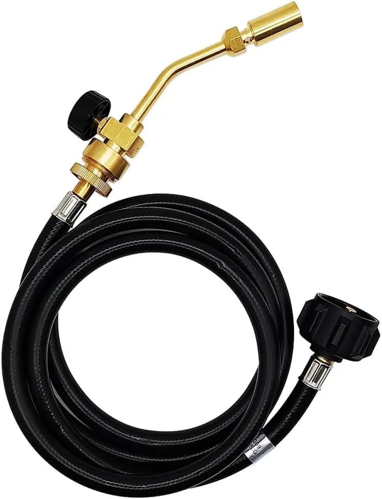 Heavy Duty Metal Propane Torch with Regulating Valves - 1.8m Hose, Portable Handheld Hand Tool for BBQ Grill, Plastic Welding, DIY Projects, Easy Install, Grill Light Fast Functionality