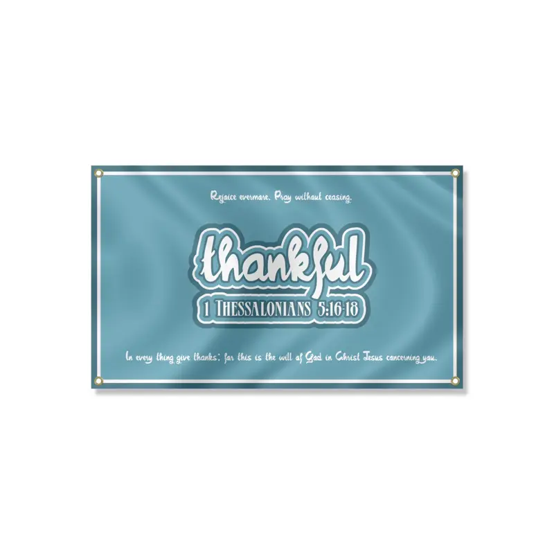 "Thankful" 3x5 ft Christian Indoor Flag with Button Corners for Bedroom Dorm Office Decor