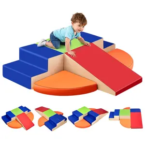 VEVOR Climbing Toys, 6-Piece Set, Foam Climbing Toys for Toddlers 6 Months to 3 Years Old, PU Leather Climbing Blocks, Indoor Climb and Crawl Activity Playset for Crawling Sliding, Easy to Clean