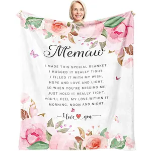 Memaw Gifts - Gifts for Memaw - Best Memaws Birthday/Retirement Ever Gifts from Grandchildren for Grandma - Memaws Throw Blanket 60x50 Inch, Printed on One Side with a Plain White Back, Halloween Thanksgiving Christmas Gift