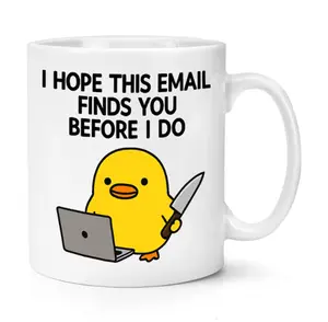 I Hope This Email Finds You Before I Do Duck  Mug Cup Funny Joke Rude Birthday Christmas Grumpy Sarcastic Boss Manager Teacher Doctor