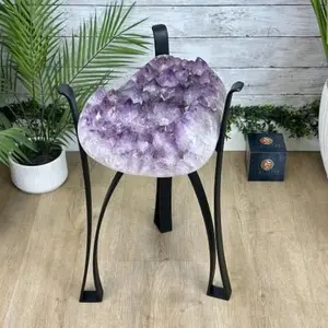Brazilian Amethyst Geode Side Table, 39.6 lbs, 21.7" Tall #1384-0036