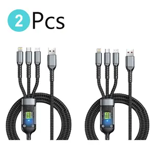 100w Max 3-In-1 Super Fast Charging Cable, Durable Nylon Braided, USB-C to USB-A & Micro USB, Quick Charge for iPhone Android Phones, 1.2m