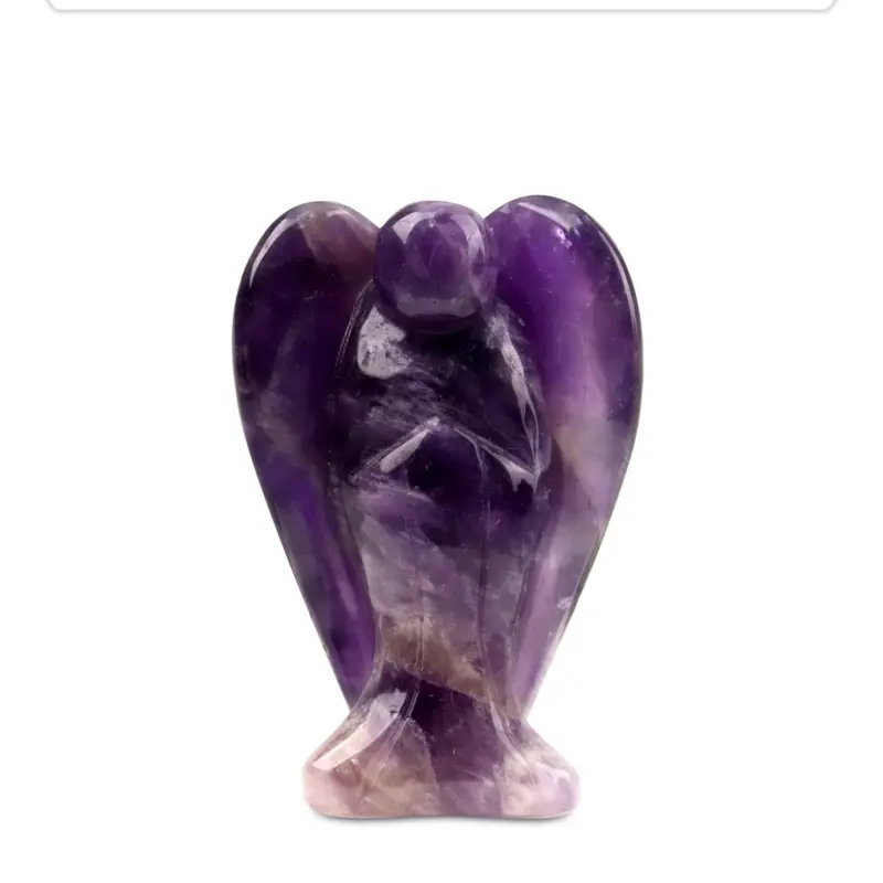 Amethyst Crystal Angel Crystals Healing Stones Spiritual Healing and Protection Guardian Statue Pocket Gemstone Decor Polished Peace Angel Figurine Meditation Love Gift for Women Men