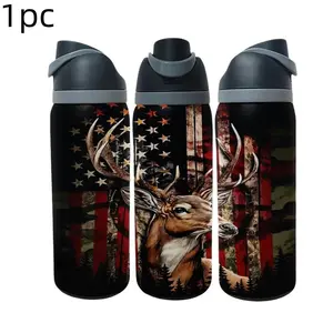 1pc 17oz/20oz/22oz Hunting Deer Stainless Steel Insulated Vacuum Flask, Travel Coffee Cup, Water Bottles, Traveler Tumbler, for Father's Day, Christmas, for camping, hiking, outdoor adventures, perfect gift for birthdays