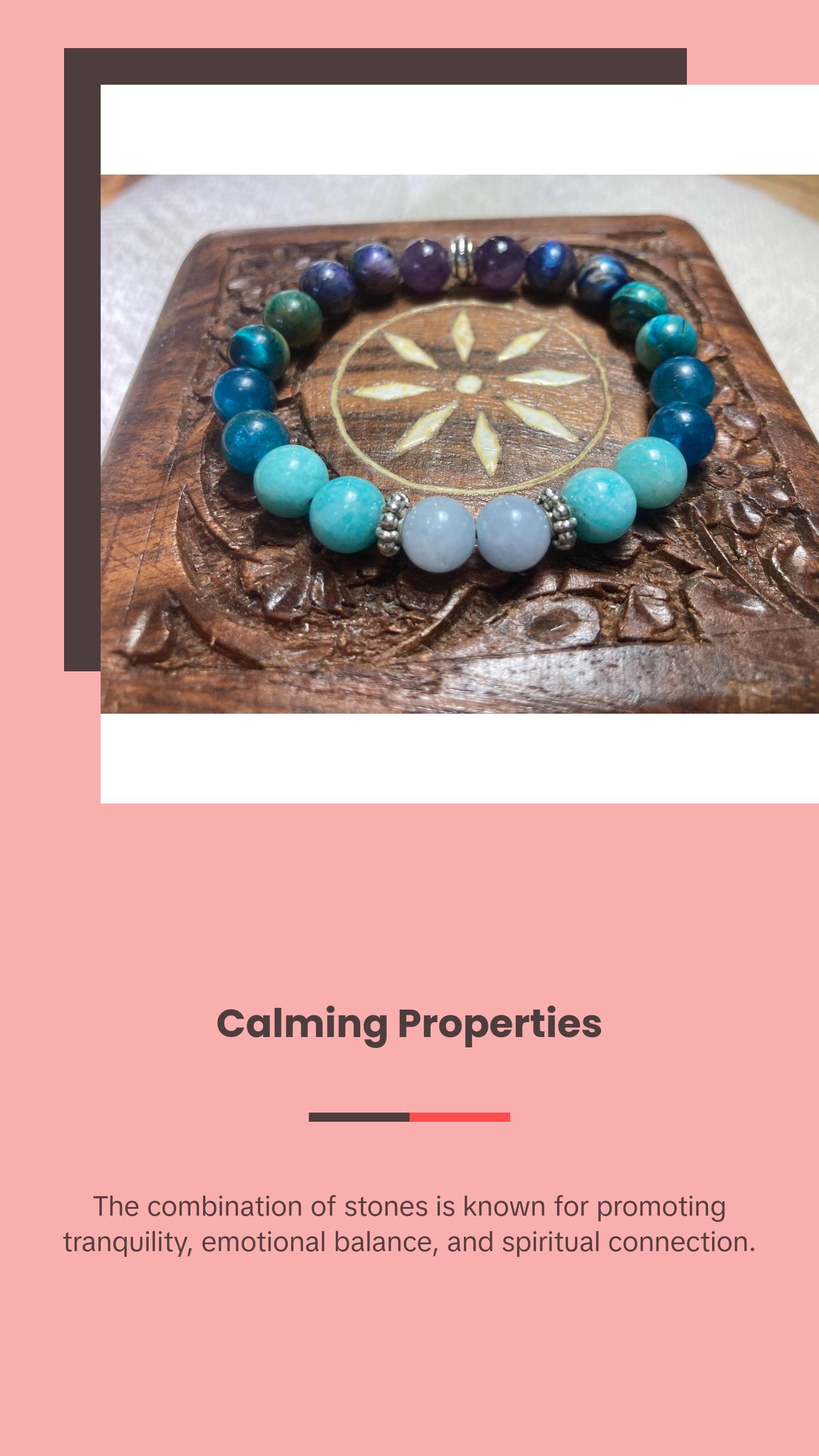 Chill Out Bracelet - Calming - Relaxing energy - Crystal Healing Jewelry - Aquamarine - Amethyst - Apatite - Amazonite - Tigers eye Crystal Gemstone Chill Out Bracelet - Calming - Relaxing energy - Crystal Healing Jewelry - Aquamarine - Amethyst - Apatite - Amazonite - Tigers eye Crystal Gemstone