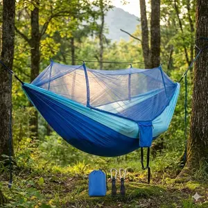 Ultralight Portable Double Hammock for Outdoor Camping, Home Backyard Balcony Swing Bed, Thickened Anti-Rollover with Quick-Dry Breathable Comfort, Day Nap Lounger, Adventure Gear & Travel Accessories