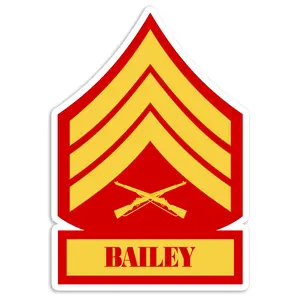 US Marine Corps Sergeant Bailey Last Name USMC E5 Rank Chevrons Retired Veteran Prior Service Enlisted Car Truck 4" Military Sticker Decal