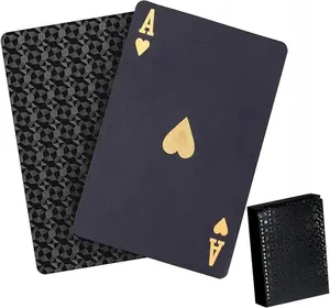 Diamond Waterproof Black Playing Cards, Poker Cards, HD, Deck of Cards (Black)