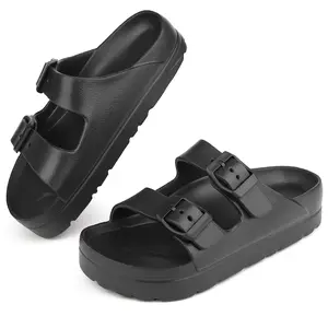 Women's Comfortable EVA Classic Sandals with Medium Arch Support, Adjustable Buckle Summer Beach Slide Sandal Girl Walking Shoes
