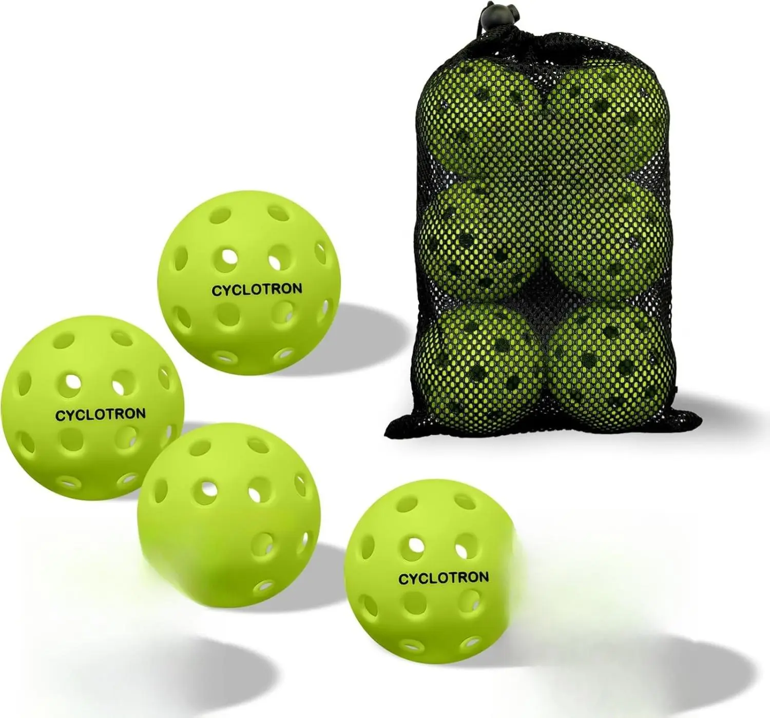 cyclotron 6-Pack Premium Pickleball Balls - USAP Approved, 40 Holes Outdoor/Indoor Pickle Balls with Bag, Perfectly Balanced, High Bounce True Flight, Pickle Ball for Tournament Play