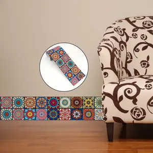 European Style Decorative Wall Stickers, Colorful Patterned Trim Line, Perfect for Kitchen Living Room Renovation, Self-Adhesive No Residue