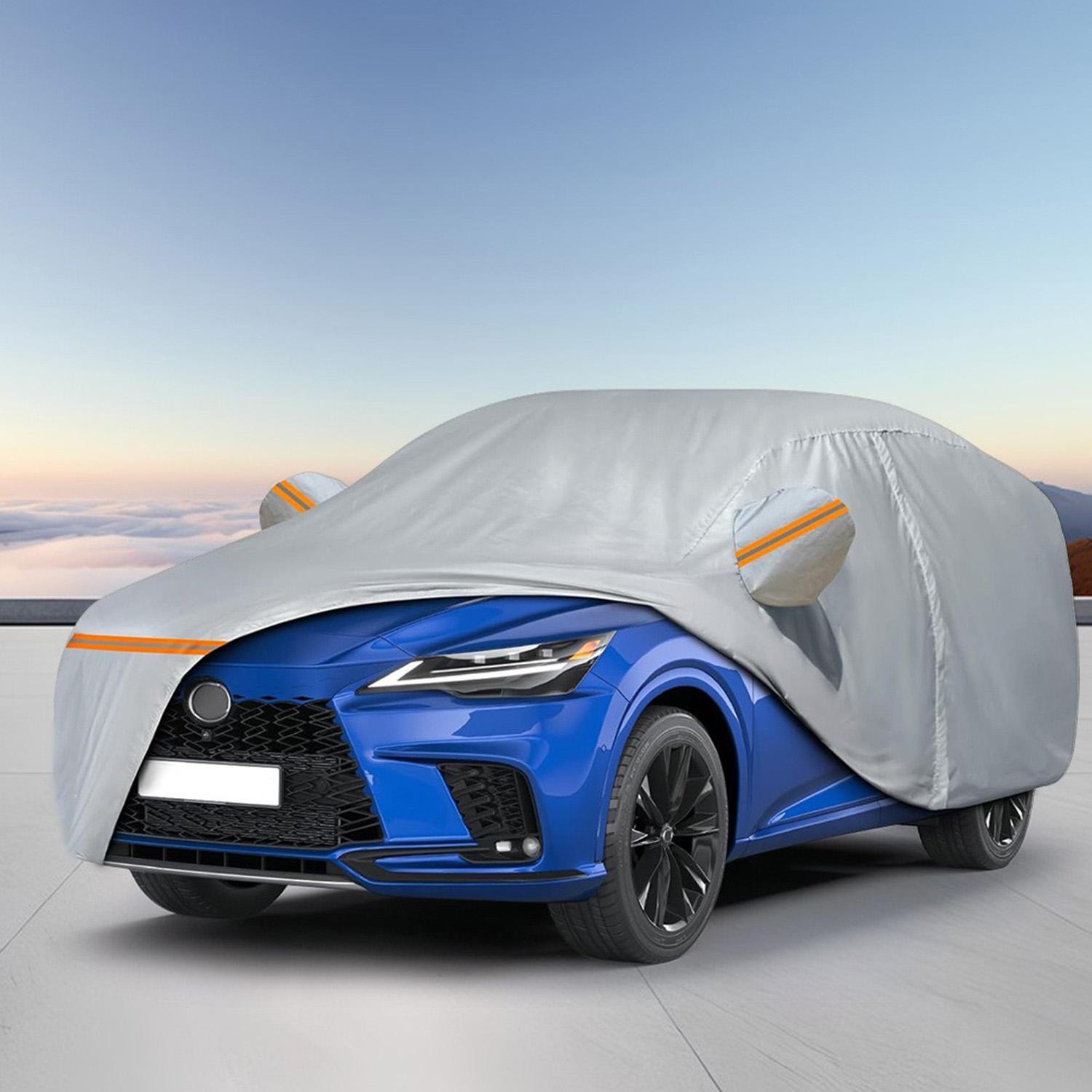 Waterproof Full Car Cover All Weather Protection - Universal Fit for Sedan SUV Truck, Windproof Snowproof UV Resistant Car Covers with Reflective Stripes, Outdoor Indoor Full Vehicle Cover,Car Stuff
