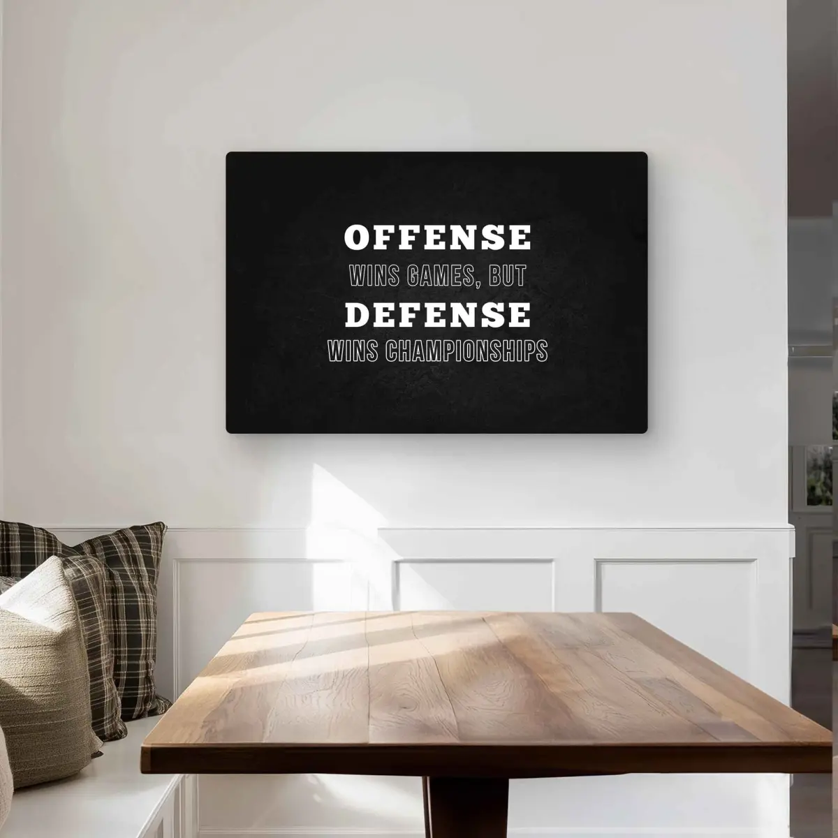 Begin Home Decor C1MP2436DOQYJY 24 x 36 in. Offense Wins Games Wall Art - Black & White Sports Metal Print Decor