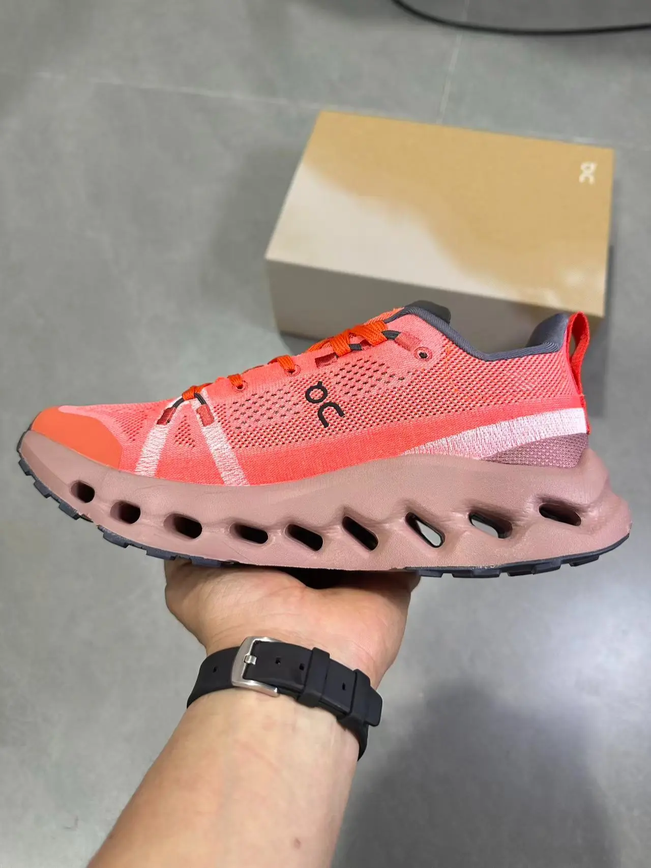 Height Boost Matte Orange Pink Daily Cushion Sneakers Soft Big Hollow Sole All-day Comfort Office Casual Walking Shoes