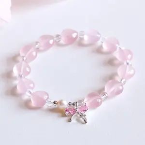 Freshwater Pearl Bead Bracelet for Women New Peach Heart Powder Subtle high-end original bracelet