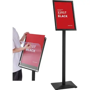 Floor Sign Holder, Sign Stand Display signage floor sign holder stand for indoor outdoor sign 11x17 inch (BLACK, 11x17)
