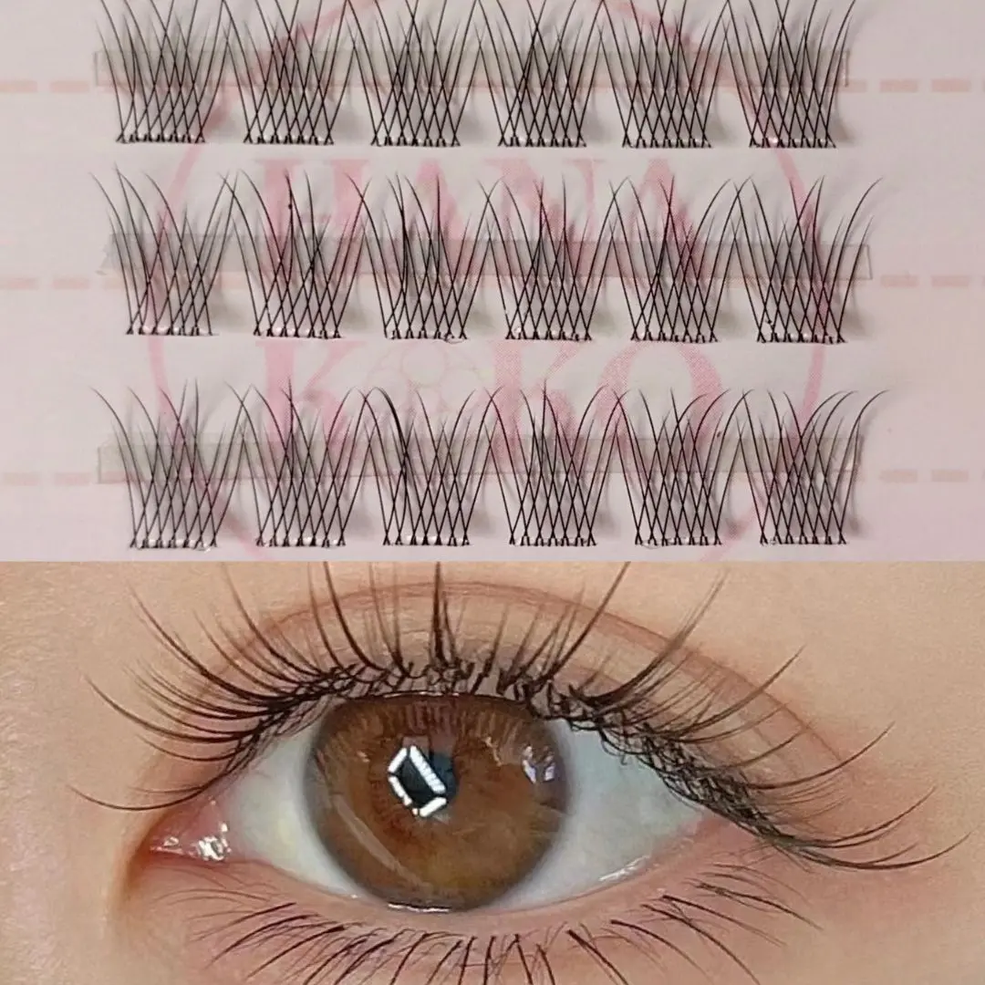 Hanakoko Self Adhesive Lash Clusters Press-on Lashes No Glue Lash Extension DIY Lash Reusable Glue-free Magnets-free Easy Removal 10-13mm Lashes Kit (Tassel)