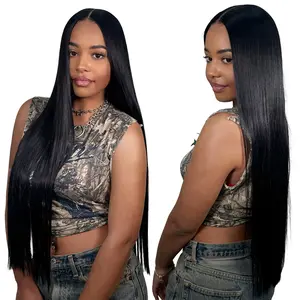 [Clearance Sale] OQ HAIR 28 Inch Long 100% Human Hair 7x5 Closure Lace Glueless Wig Put On and Go Straight 180% Density Pre-bleached Pre-pluck Pre-cut Limited Time Offer