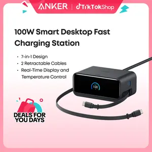 【Nano Charging Station】Anker Charging Station, 100W 7-in-1 3 USB-C 3 AC 1 USB-A with 2.3ft InstaCord for iPhone MacBook & More,summerwins,FathersDayGift