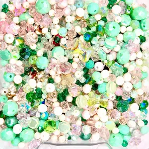 (CLEARANCE) Sparkling Spring High Quality Crystal Glass Beads and Charms Kit for DIY Beading Jewelry, Bracelets and Accessories and other DIY Projects such as Sun-catchers and Car Hangers