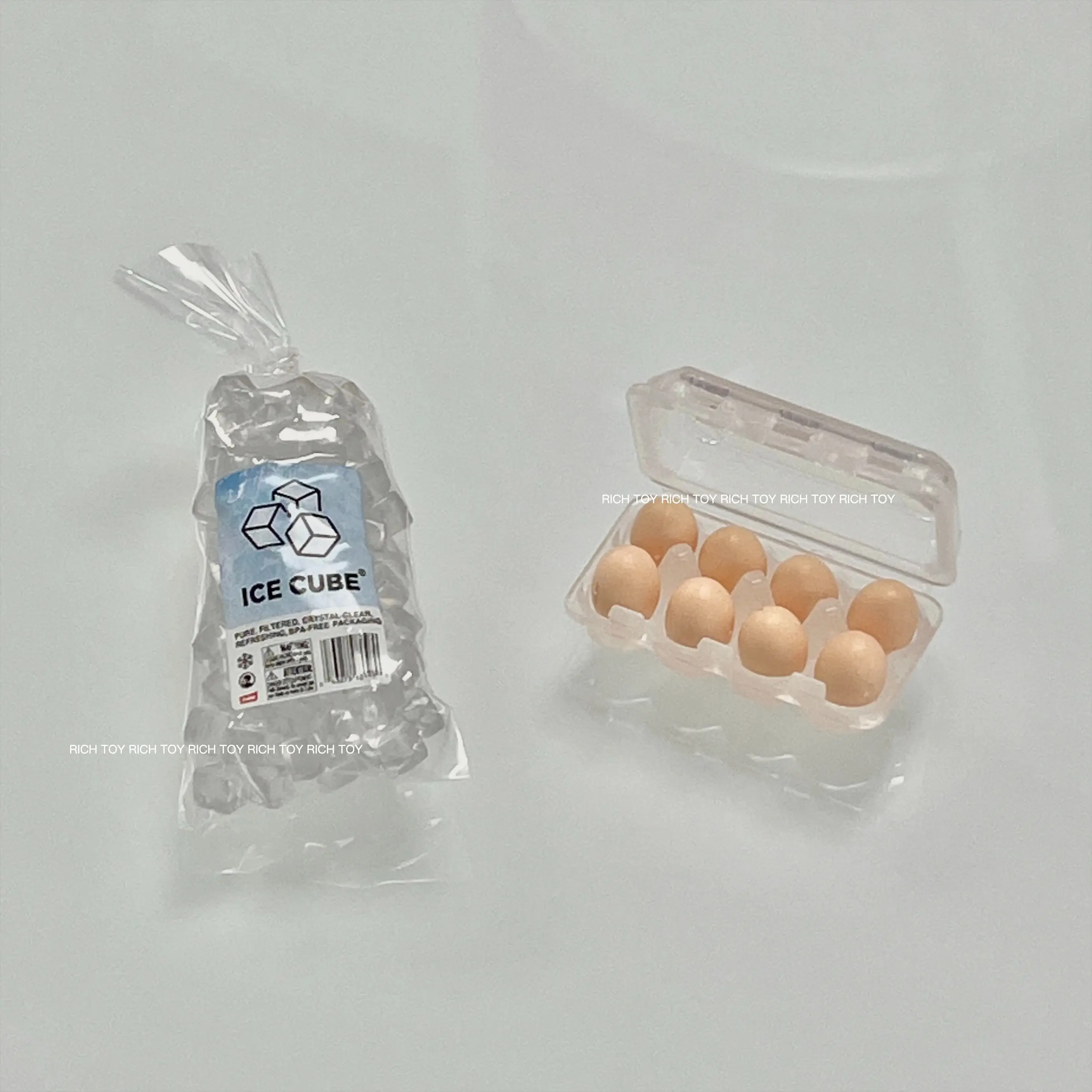 Original Mini Brand Fill The Fridge Luxury Hidd Mini Miniature Toy Ice Cubes Bag Fresh Eggs Carton Mini Kitchen Toy
