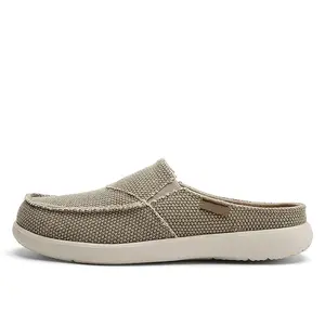 Lightweight Canvas Men's Comfortable Slip On Mules, Non-slip Closed-toe  with Breathable Open Back for Outdoor