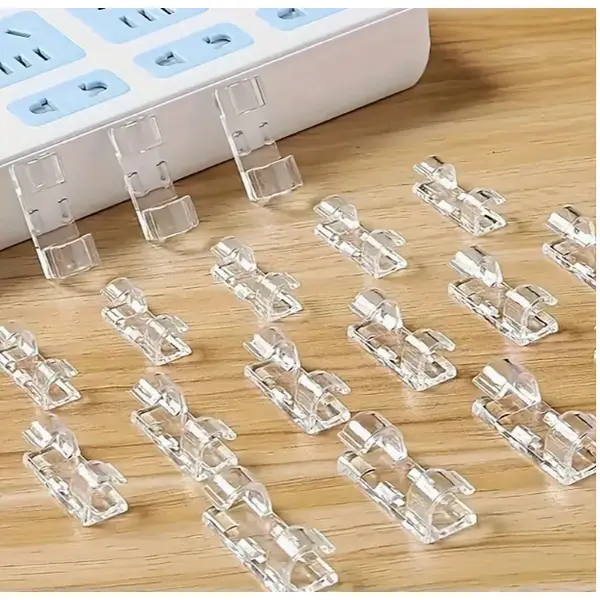 Clear Cable Clips for Desk Cord Management, 40 Pack