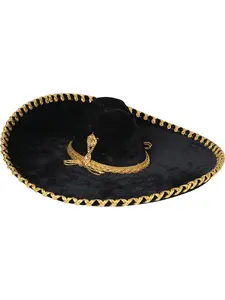 Adult  Mexican Charro Hat Velvet Black/Gold 600601
