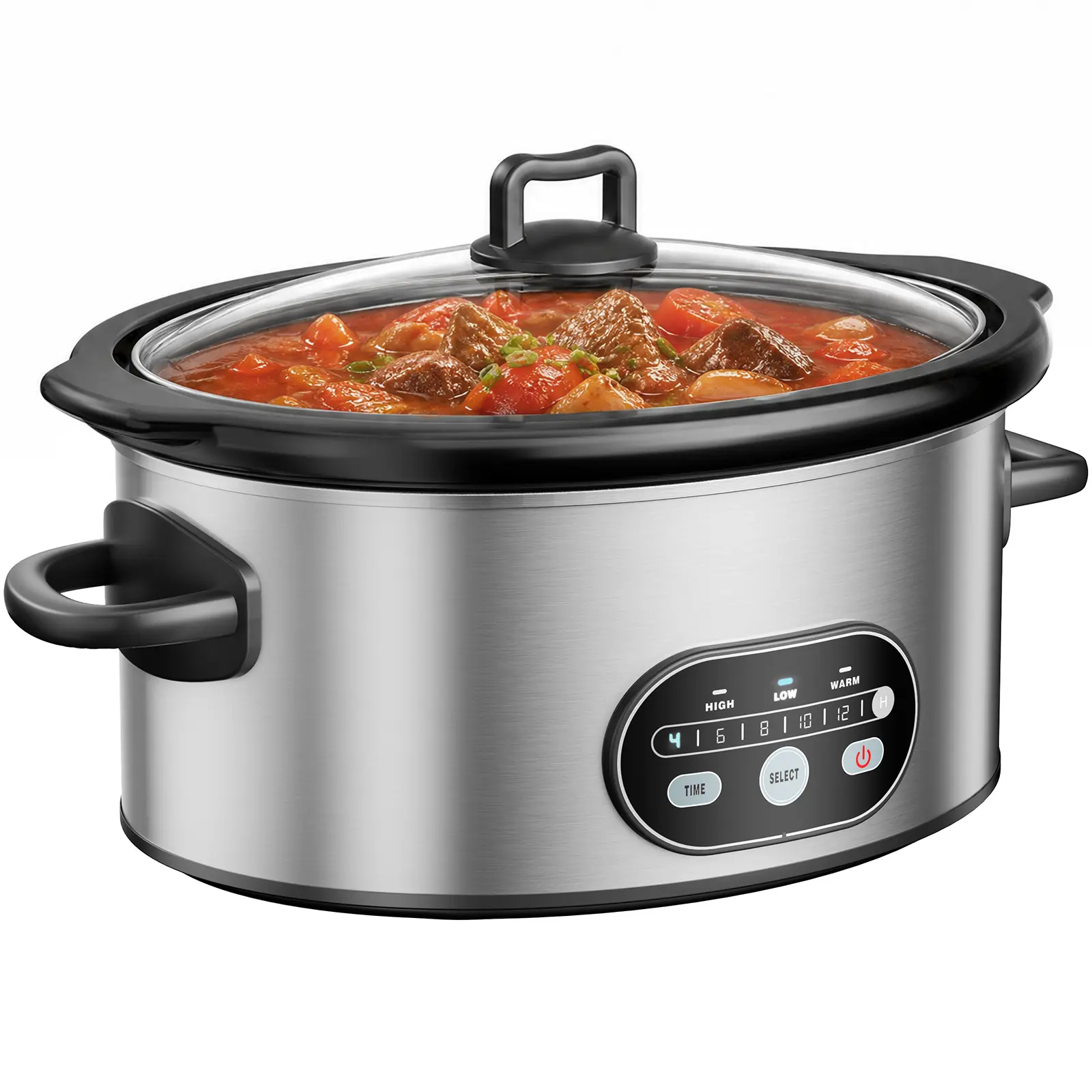 Ceramic Programmable Slow Cooker Countertop Cookware with Auto Keep Warm Function, Visible Glass Lid, and Dishwasher-Safe Inner Pot, Countertop Cooker