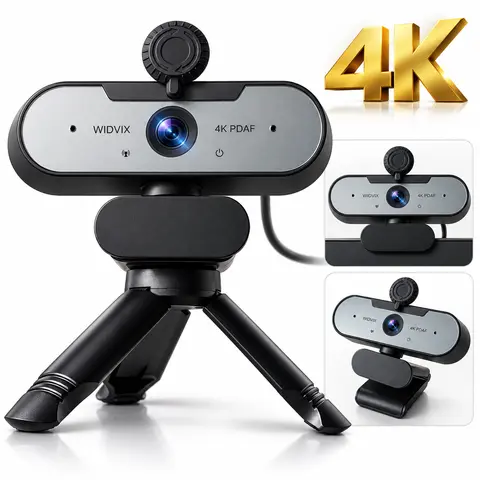 4K Autofocus Streaming PC Webcam with Microphone - USB 1080p Computer Camera, PC Accessories, Live Streaming Gadget, Desk Gadget for Laptop Video Calling & Remote Work Meetings