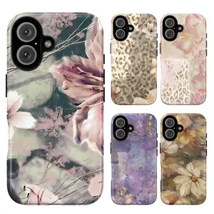 Abstract Floral Phone Case – Soft Watercolor Flower & Leopard Aesthetic Art Cover for iPhone 11 12 13 14 15 16 17 Pro Max XS X & Samsung Galaxy S21-S24, Vintage Style Gift, Gift for she, girl, her
