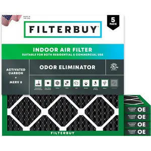 Filterbuy 12x12x1 Air Filter (5-Pack), Pleated MERV 8 Odor Eliminator HVAC AC Furnace Air Filters (Actual Size: 11.75 x 11.75 x 0.75 Inches)