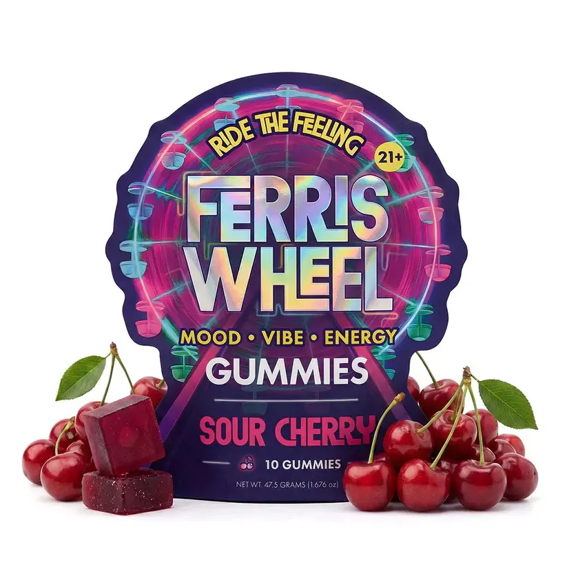 Ferris Wheel Sour Cherry Kanna Gummies | 10 Count Fruit Plants