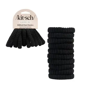 Black Ribbed Hair Elastics Black Ribbed Hair Elastics