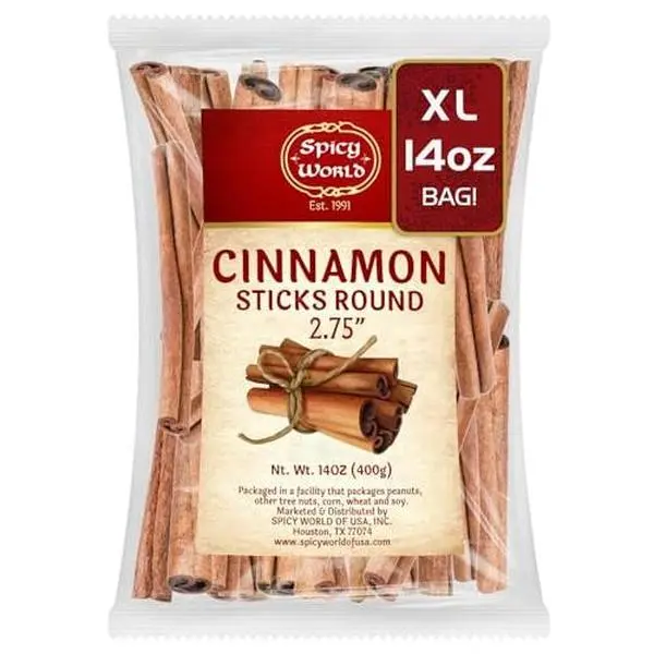Spicy World Cinnamon Sticks 14 Oz Bag ~100 Sticks - Strong Aroma, Perfect for Baking, Cooking & Beverages - 3+ Inches Length - Cassia Saigon Cinnamon from Vietnam
