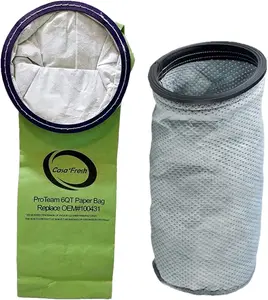 6 QT Round Bag + Filter Kit For Proteam BackPack Vacuums. 10 [100431] Bags + 1 [100564] Cloth Filter. Compatible with Super QuarterVac HEPA QuarterVac TailVac ProVac QuietPro BP GoCartVac AviationVac