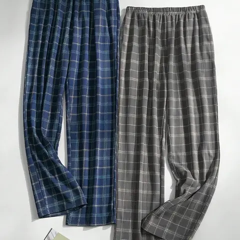 Men's Plaid Pajama Pants Set, 2-Pack Polyester Blend Sleepwear Bottoms, Casual Fall & Winter Lounge Wear, Comfortable and Stylish, Loungewear